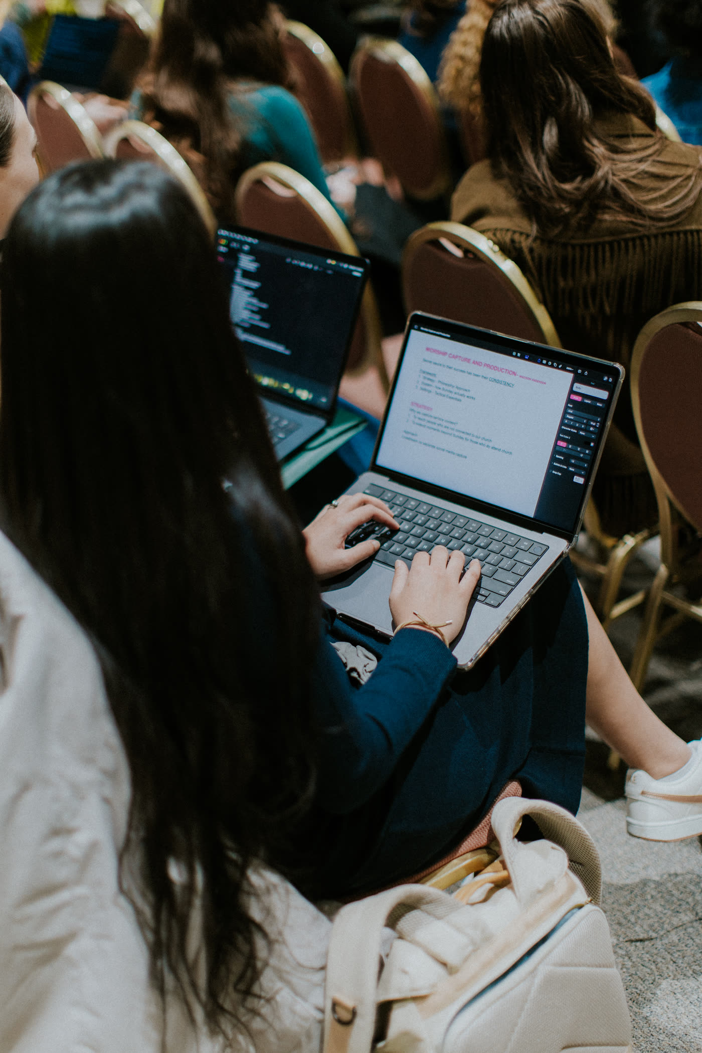 Notes on a laptop between sessions